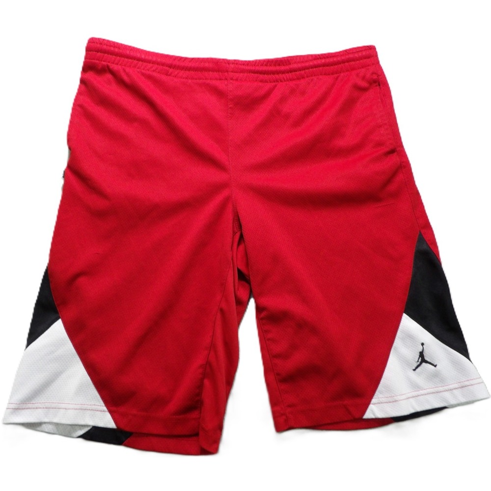 Jordan Basketball Shorts Activewear Mesh Gym Boys XL Red Black Performance Sport